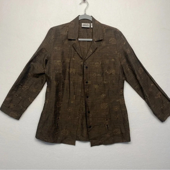 Chico's Tops - Chico's Design‎ Silk/Linen Lightweight Jacket Critter Print Artsy 0/XS